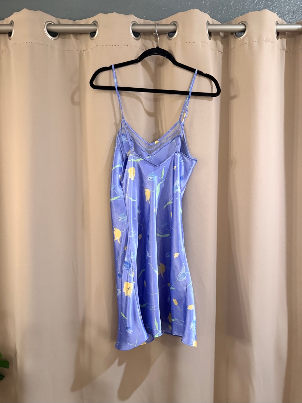 Sensations Lavender Floral Satin Nightgown View 2